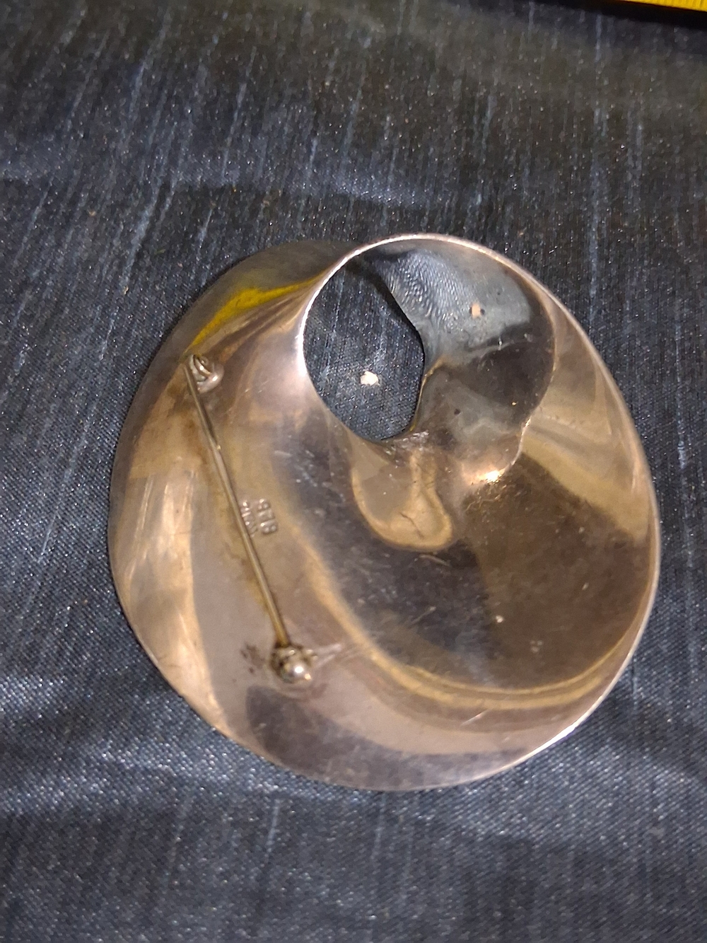 Vintage Sterling Silver Modernist Möbius Swirl Brooch Pin Georg Jensen Style - Picture 6 of 8